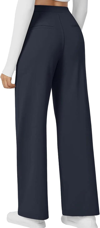 High Waisted Pocket Straight Leg Work Pants