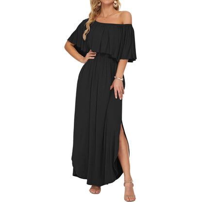 Ruffle Off-Shoulder Summer Maxi Dress