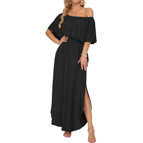 Ruffle Off-Shoulder Summer Maxi Dress