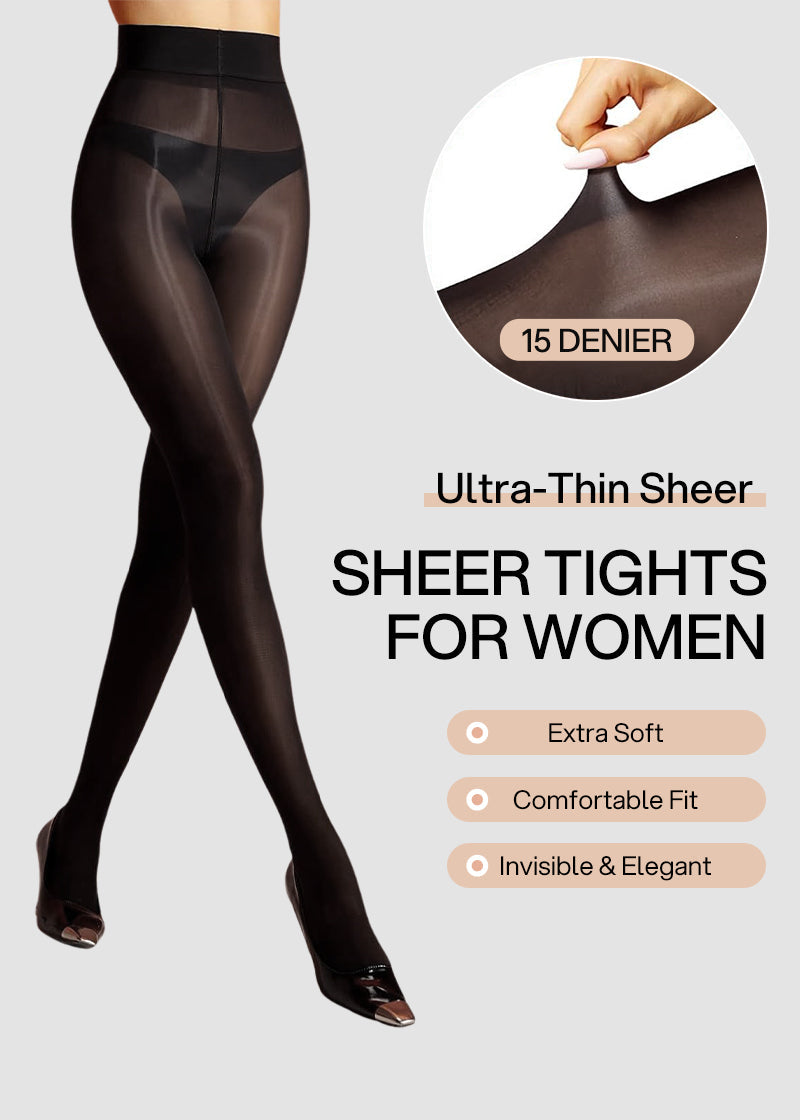 High-Waist Shiny Sheer Tights for Women