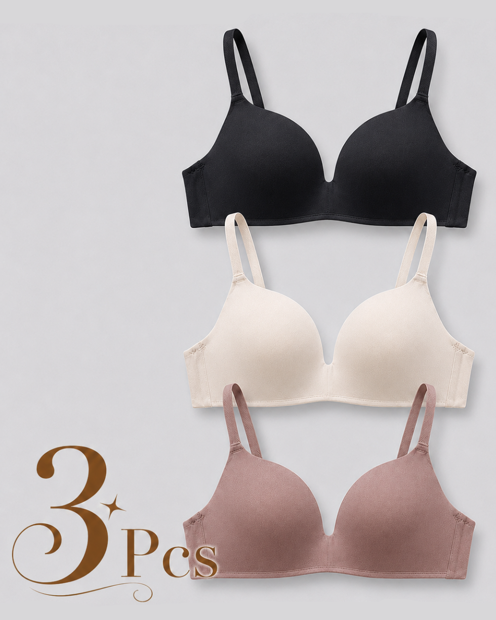 Lightly Lined Wireless Bras for Women (3 Pcs)