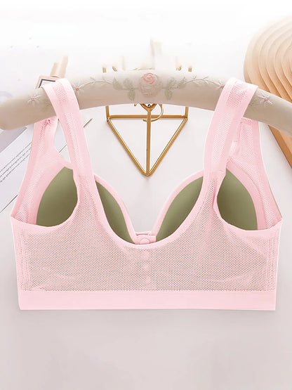 Women's Front Closure Push-Up Jacquard Bra - Comfort & Style