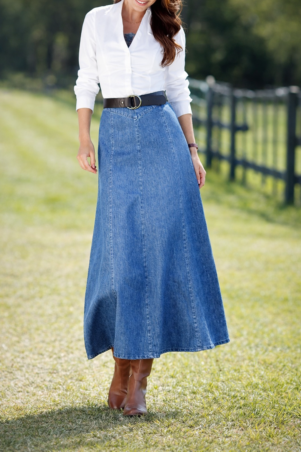 2026 New In Spring丨High-Waist A-Line Denim Maxi Skirt