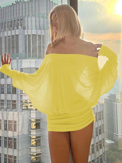 Off Shoulder Sheer Ruched Mini Dress for Party & Holiday