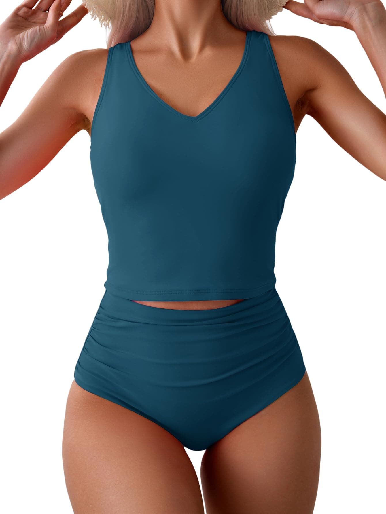 Women's Tummy Control Tankini Set - High Waisted Two Piece Swimsuit