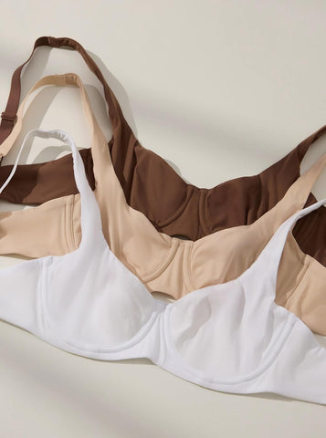 Women's Unlined Balconette Bra Underwire Supportive Plus Size Smooth Scoop Neck