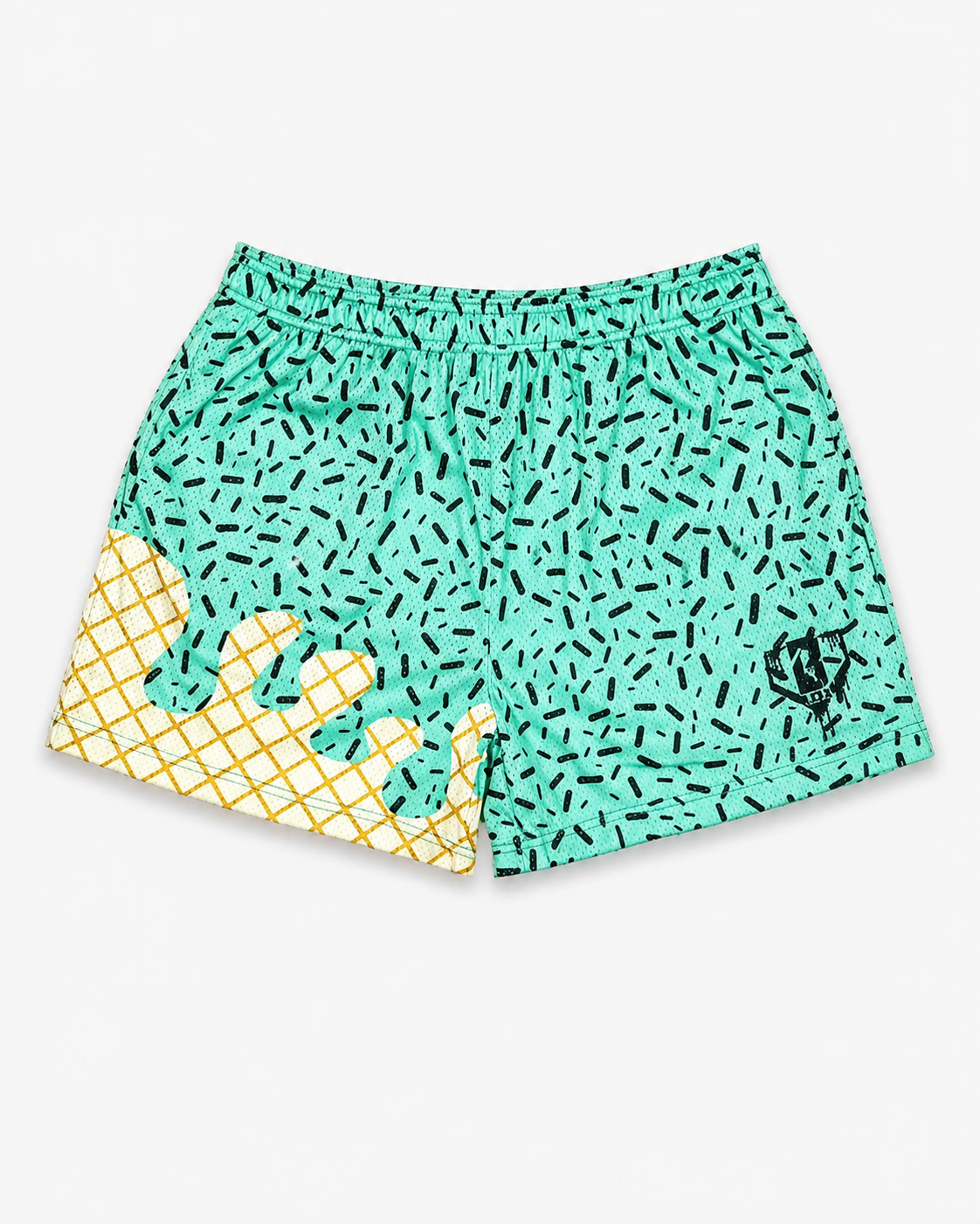 Curve Fit Printed Mesh Shorts for Women
