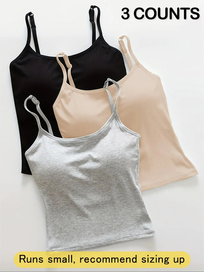 Women's Ribbed Tank Top with Built-In Bra