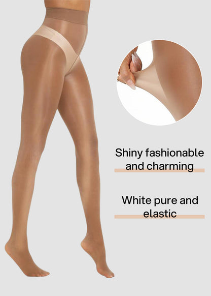 High-Waist Shiny Sheer Tights for Women