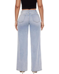 Mid-Rise Hip-Lifting Straight-Leg Loose-Fitting Jeans