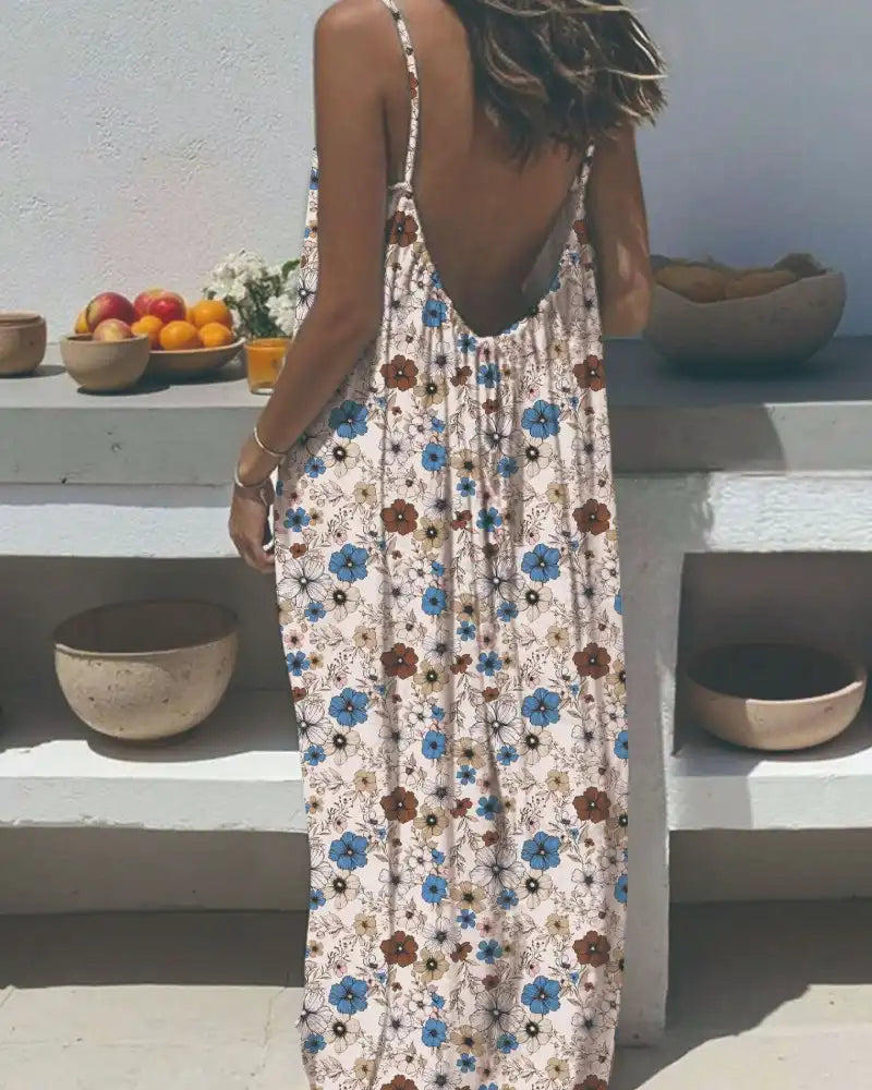 Women's Leopard Print Backless Cami Dress