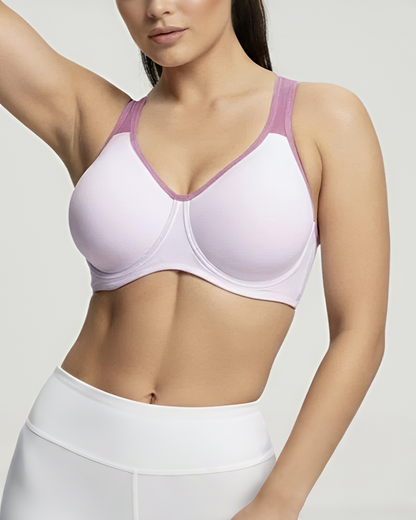 Soft Support Non-padded Unlined Full Coverage Wide Strap Outside Underwire Sports Bra