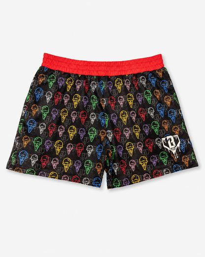 Curve Fit Printed Mesh Shorts for Women