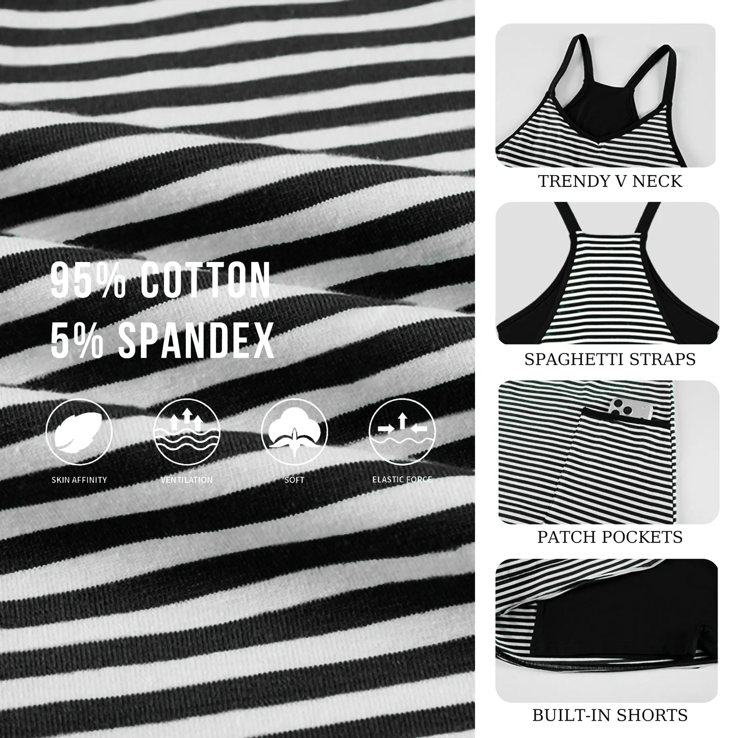 Women's Summer Striped Mini Dress with Built-in Shorts