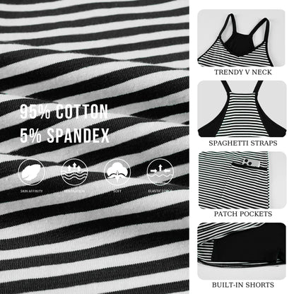 Women's Summer Striped Mini Dress with Built-in Shorts