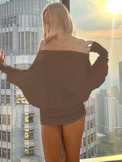 Off Shoulder Sheer Ruched Mini Dress for Party & Holiday