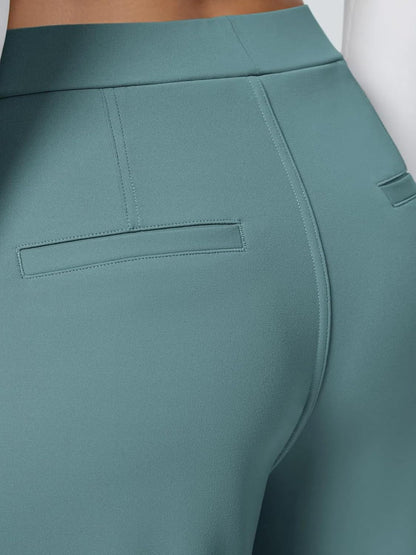 High Waisted Pocket Straight Leg Work Pants