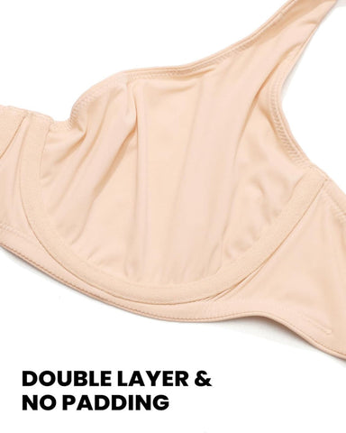 Women's Unlined Balconette Bra Underwire Supportive Plus Size Smooth Scoop Neck