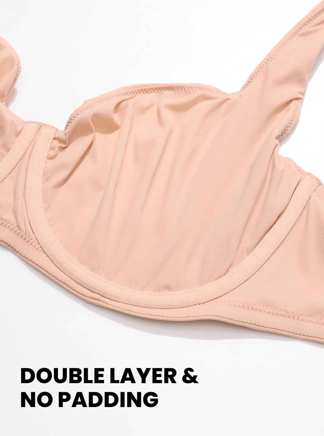 Women's Unlined Balconette Bra Underwire Supportive Plus Size Smooth Scoop Neck