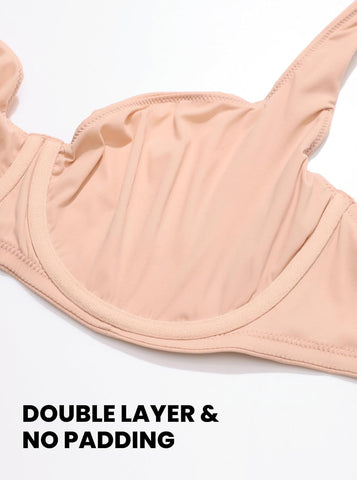 Women's Unlined Balconette Bra Underwire Supportive Plus Size Smooth Scoop Neck