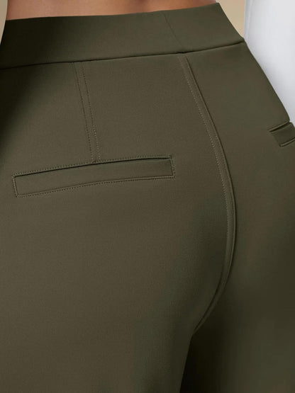 High Waisted Pocket Straight Leg Work Pants