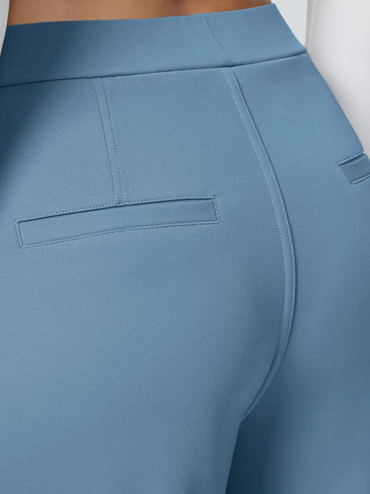 High Waisted Pocket Straight Leg Work Pants
