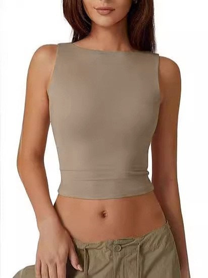 Women's Open Back Sleeveless Crop Tank Top