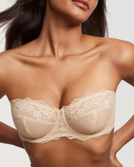 Elegant Lace Strapless Demi Balconette Underwire Bra