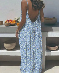Blue Background Daisy Print