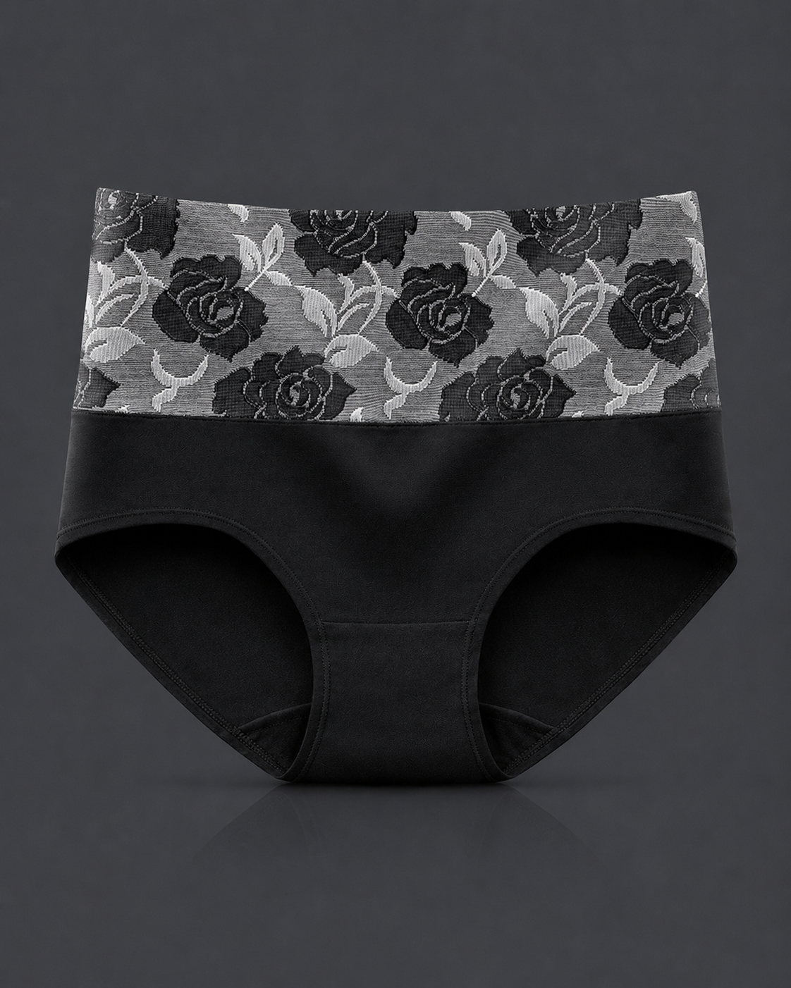 High Waist Cotton Briefs with Soft Floral Lace Waistband