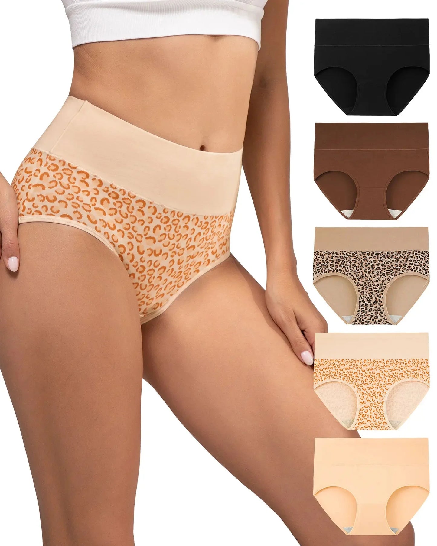 Women's High Waisted Cotton Panties 5-Pack