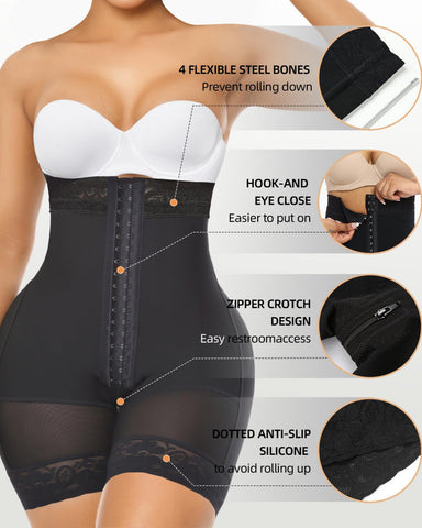 Tummy Control Shapewear for Women Fajas Colombianas Body Shaper Shorts with Zipper Crotch