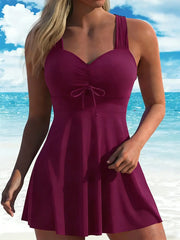 Floral V-Neck Tankini Swim Dress Set