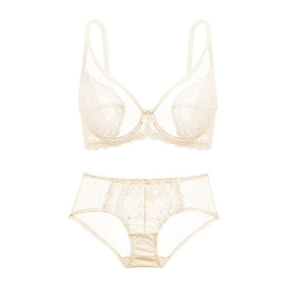 Sheer Floral Lace Support Bra Set