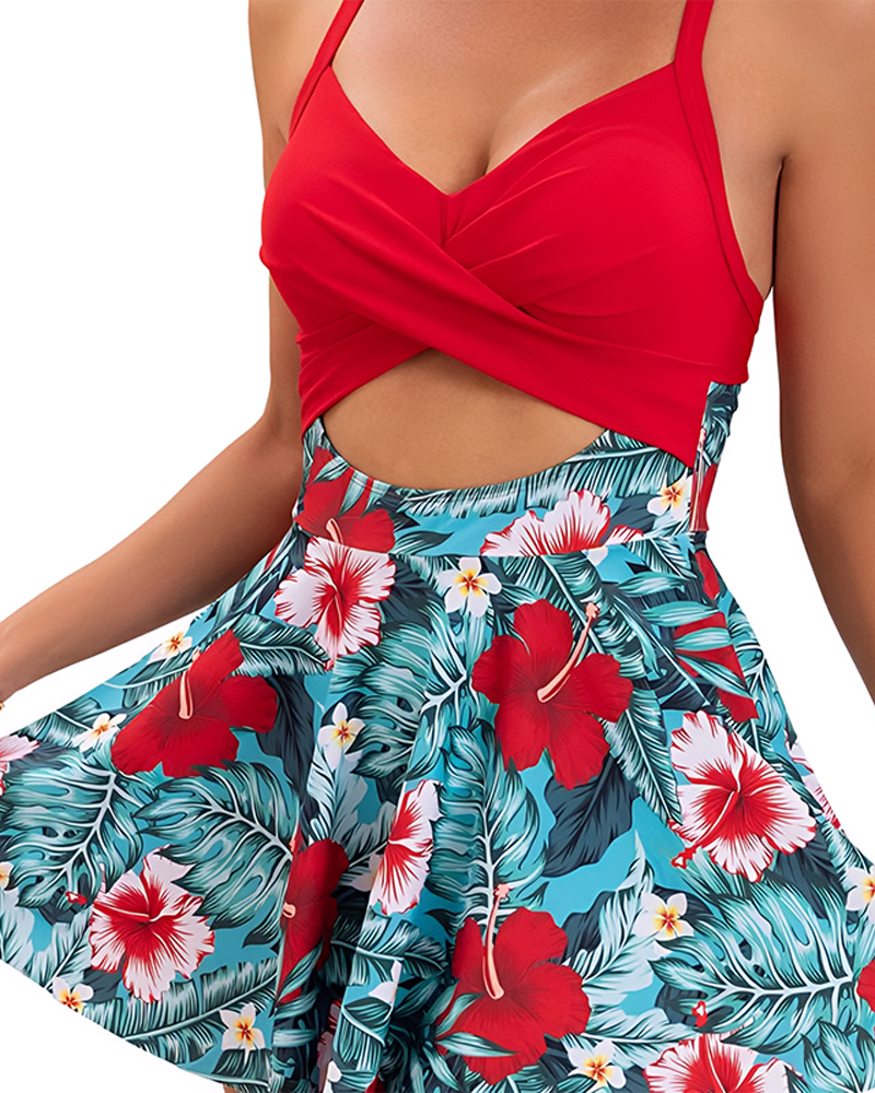 High Waist Cutout One Piece  Tummy Control Swimdress