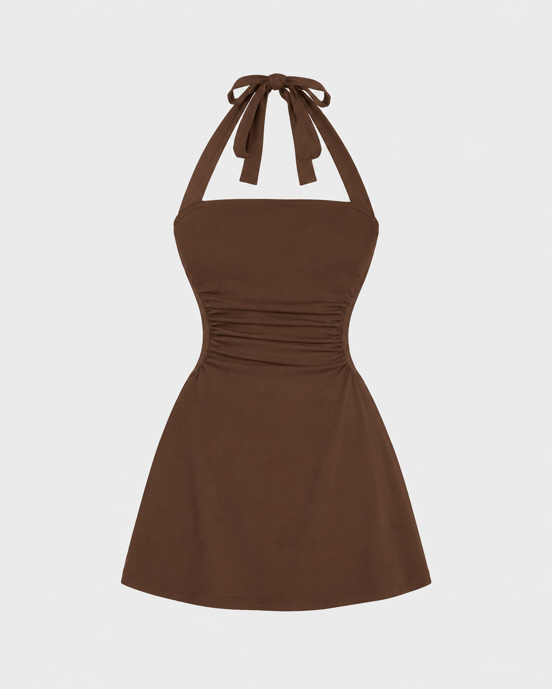 Women's Casual Chic Ruched Tie Back Halter Dress