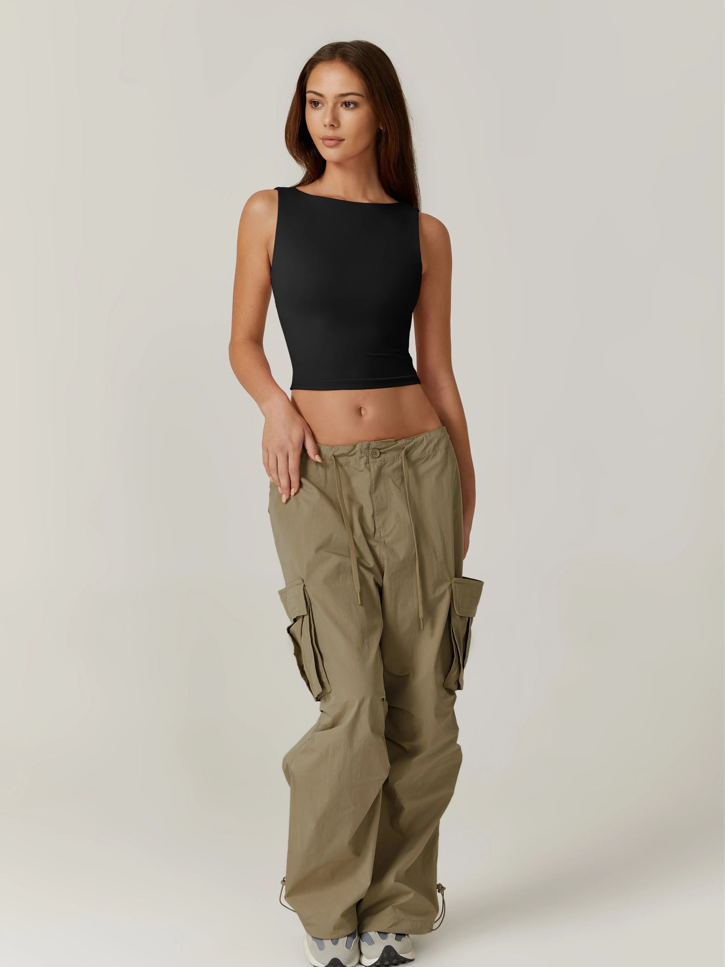 Women's Open Back Sleeveless Crop Tank Top