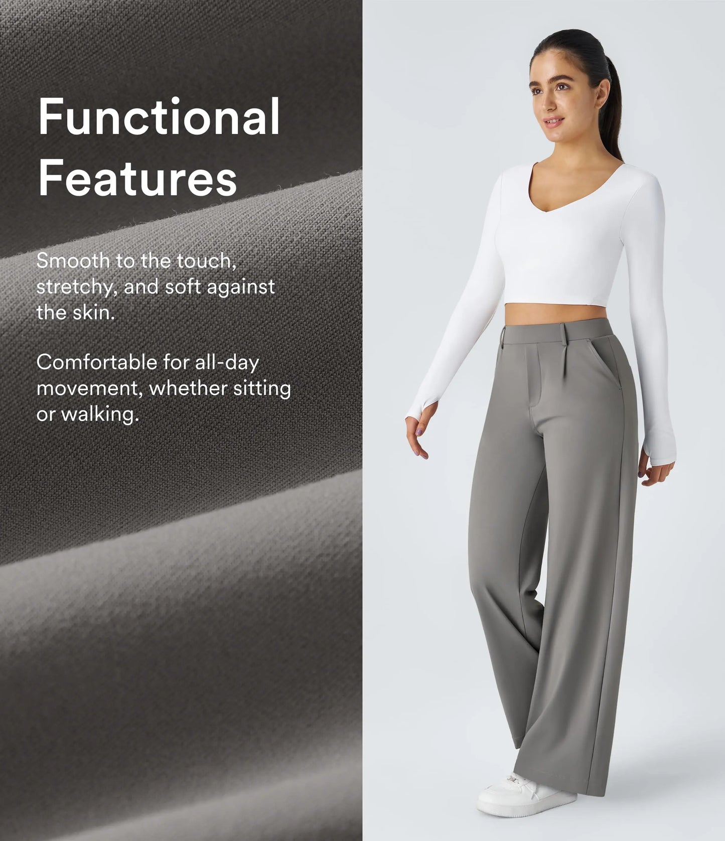 Flex High Waisted Pocket Straight Leg Work Pants