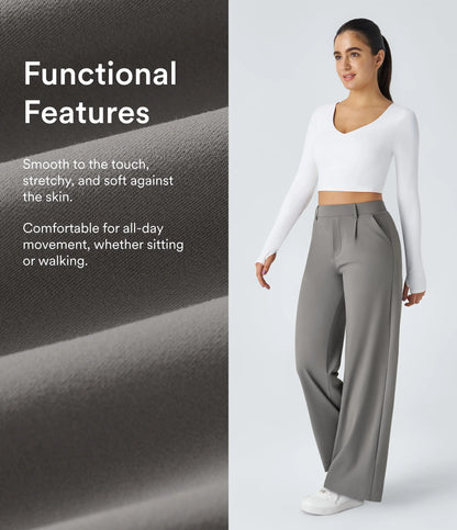 Flex High Waisted Pocket Straight Leg Work Pants