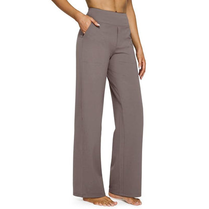 High Waisted Women's Wide Leg Pants with Pockets Business Casual Pants