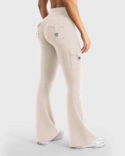 High-Waisted Flare Leggings with Pockets & No Front Seam