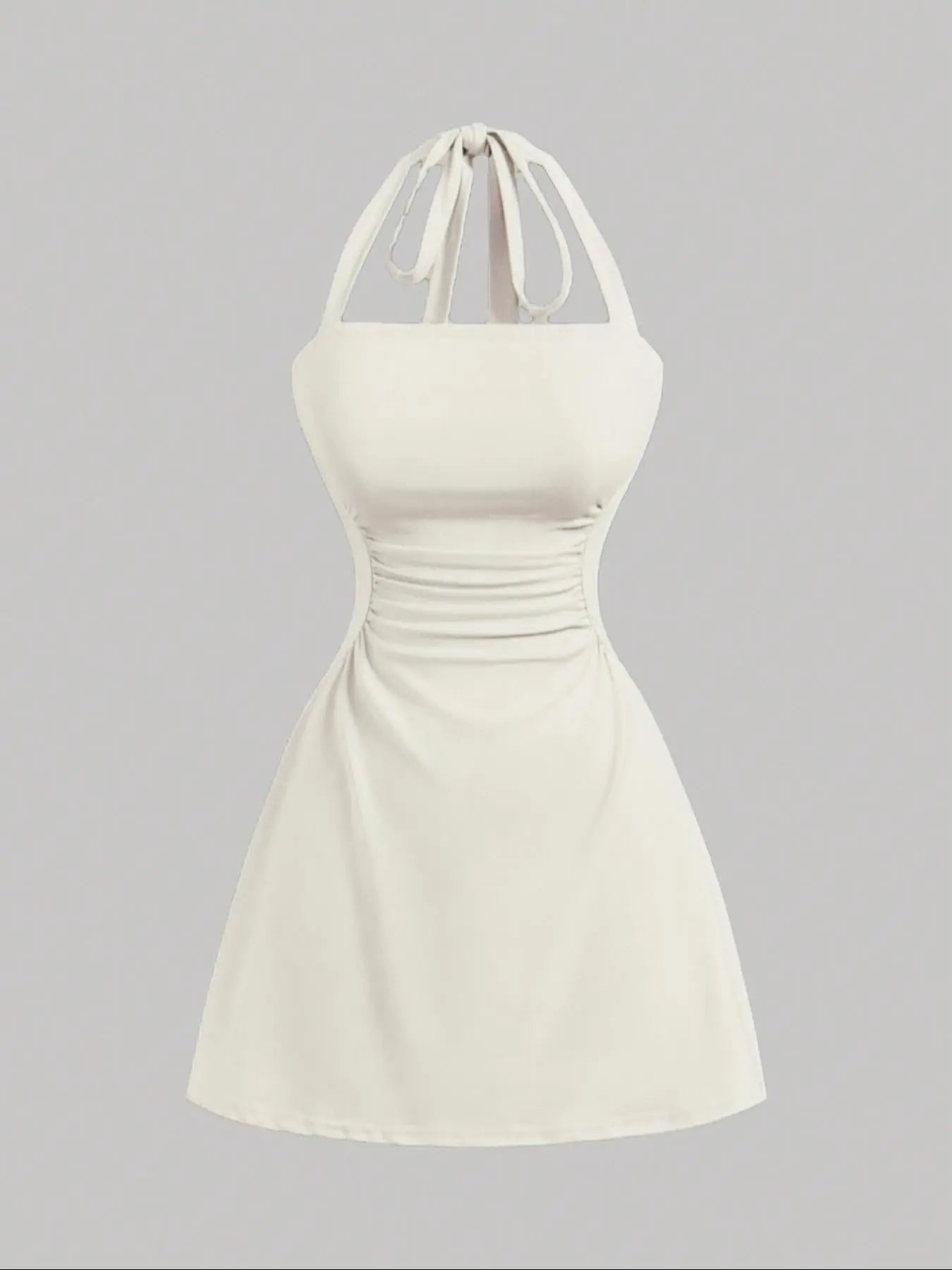 Women's Casual Chic Ruched Tie Back Halter Dress