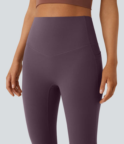 High Waisted Tummy Control Pocket Shaping Yoga Bootcut Leggings