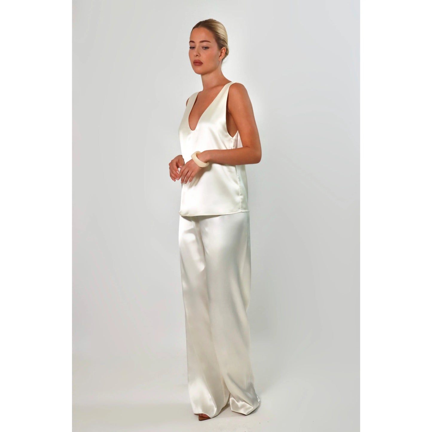 Women’s Deep V Neck Satin Tank Top