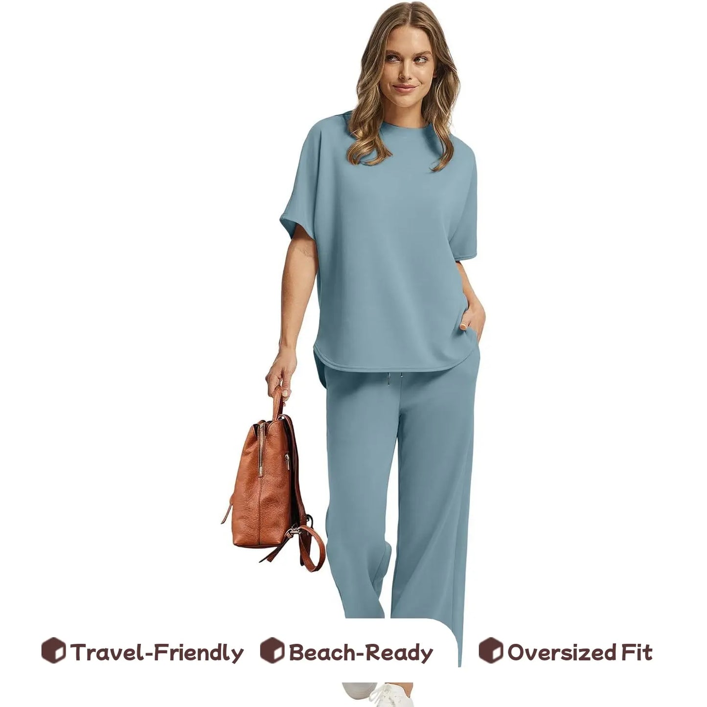 Women’s Two-Piece Set – Oversized Top & Wide-Leg Pants