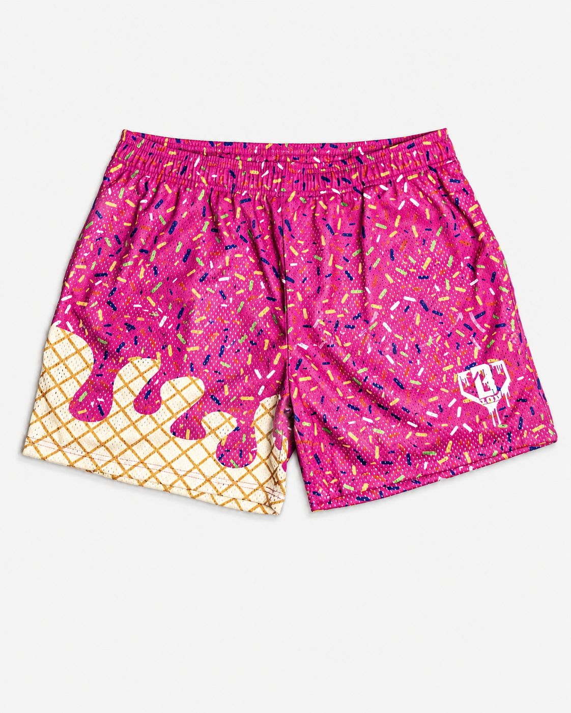 Curve Fit Printed Mesh Shorts for Women