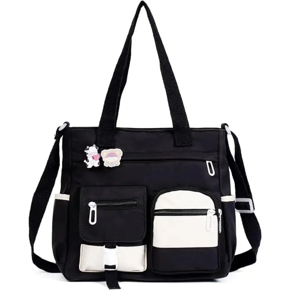 👜 Multi‑Pocket Canvas Tote Bag - Crossbody Shoulder Bag for School Work Travel