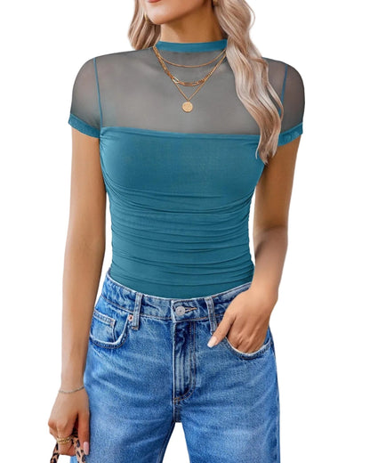 Women's Mesh Short Sleeve Bodysuit