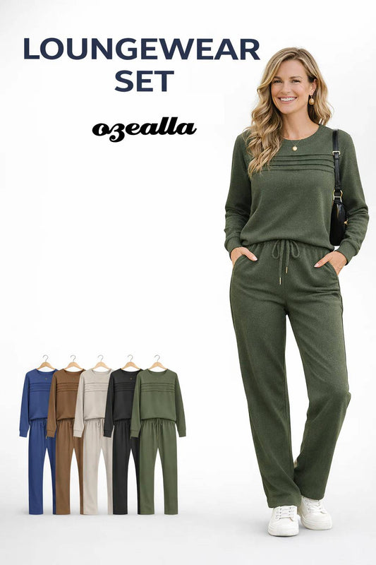 Women's Crew Neck Top & Drawstring Pants Set