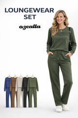 Women's Crew Neck Top & Drawstring Pants Set